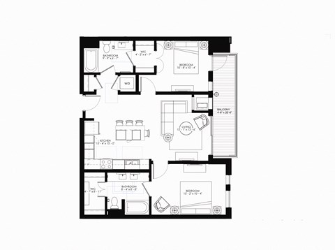 floor plan of 55 north luxury apartments to rent in the north end of boston